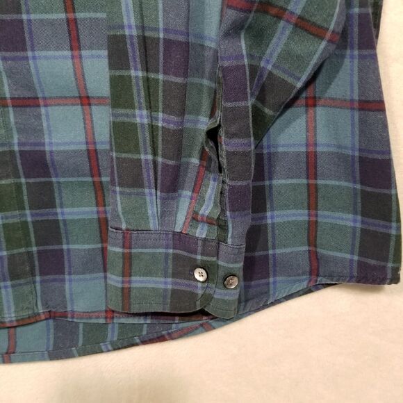 Kinloch Anderson Scotland Mens XL Wool Blend Blue Plaid Twill Button-Down Shirt - Picture 3 of 8